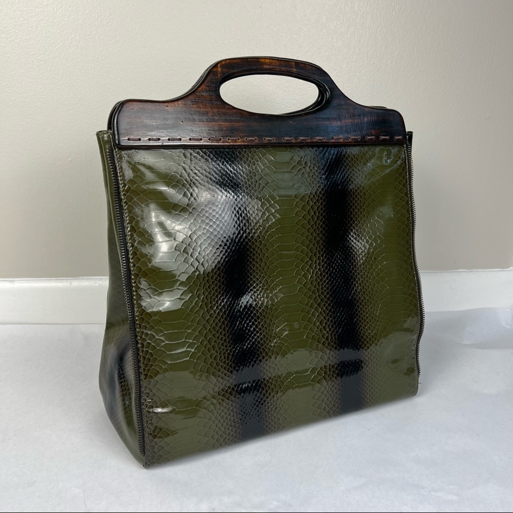 Vintage patent croc tote